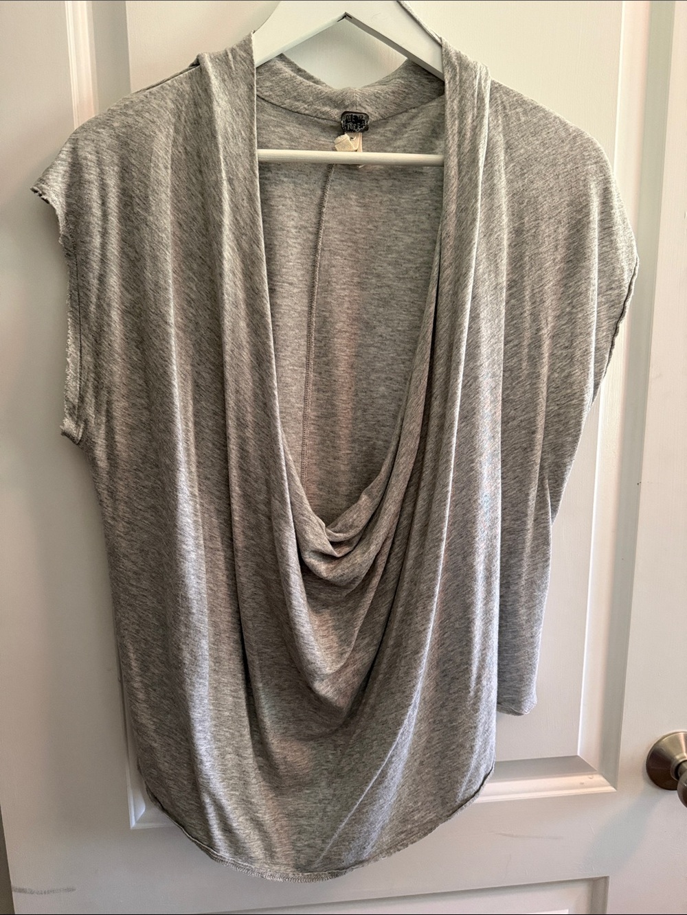 We The Free Heather Gray Draped Cowl Neck Tunic